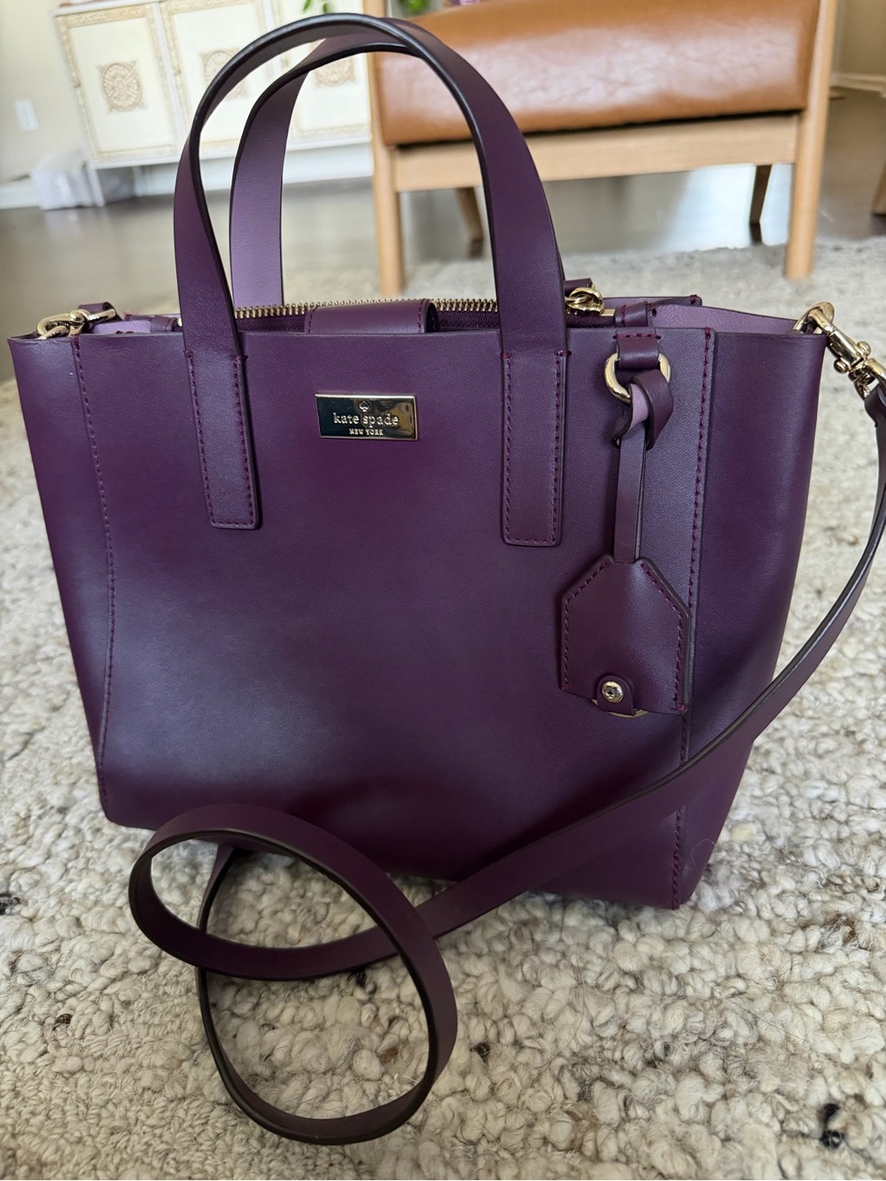 kate spade Purple Leather Structured Crossbody purse